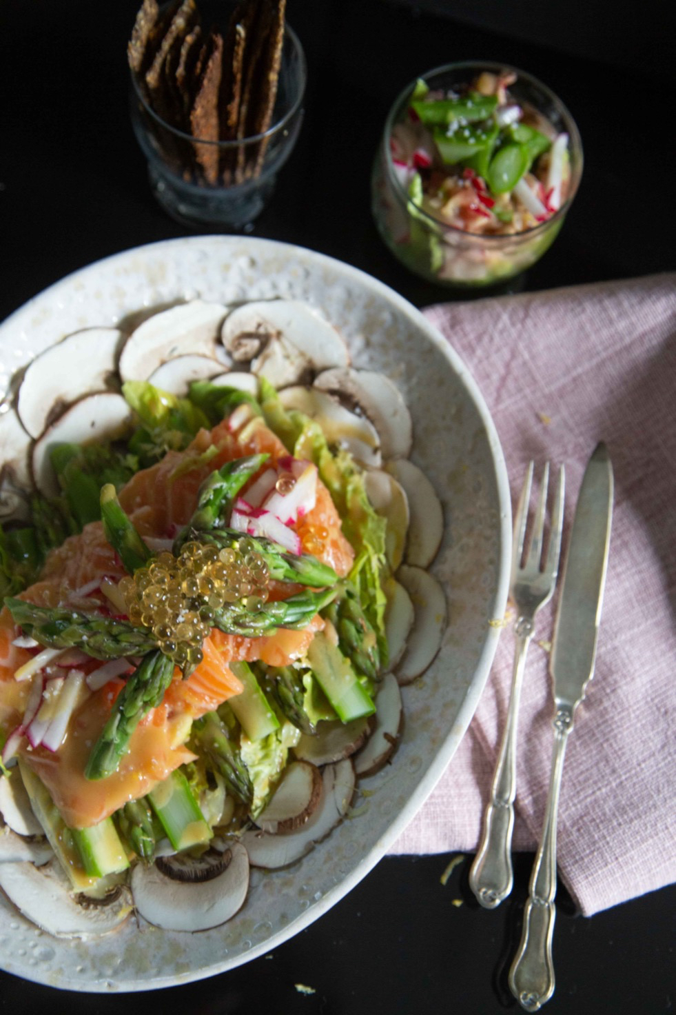Foodisjoy sophiena saumon champignon asperges radis perles de figues Foodisjoy sophiena saumon champignon asperges radis perles de figues